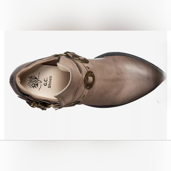 Women's Taupe Ankle Boots with Buckle Detail - Picture 5 of 5